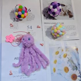 Household Adjustable Cat Teaser Toy (Option: Violet Small Octopus-Caterpillar Toys)