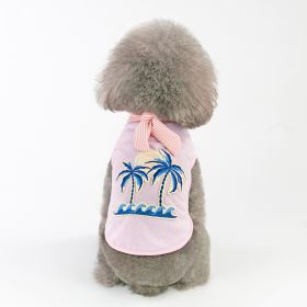 Coconut tree embroidery from pet clothing (Option: Pink-M)