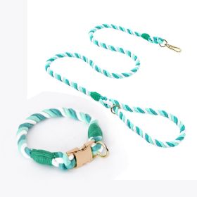 Weaving Gradient Colored Cotton Rope Pet Collar (Option: Green White-L)