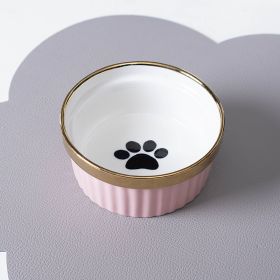 Cat Bowl Cervical Spine Protection Anti-tumble Double Bowl (Option: Single Pink Paw Print Bowl)