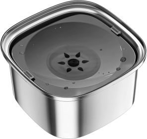 Pet Stainless Steel Water Bowl Large Capacity Floating (Option: Gray)