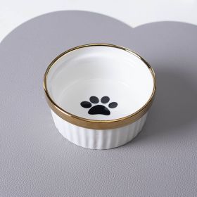 Cat Bowl Cervical Spine Protection Anti-tumble Double Bowl (Option: Single White Paw Print Bowl)