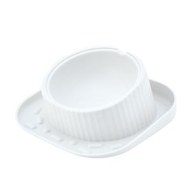 Pet Ceramic Eating Bowl Wide Mouth Neck Protection Pet Products (Color: White)