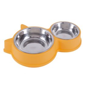 Dogs And Cats Anti-tumble Double Bowl Automatic Drinking Pet Supplies (Option: Cat Ear Yellow)