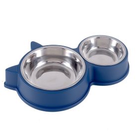 Dogs And Cats Anti-tumble Double Bowl Automatic Drinking Pet Supplies (Option: Cat Ear Blue)