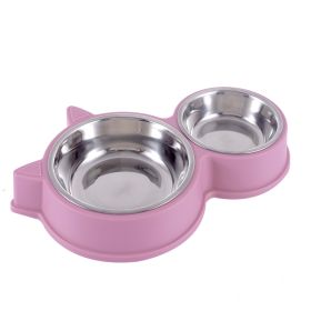 Dogs And Cats Anti-tumble Double Bowl Automatic Drinking Pet Supplies (Option: Cat Ear Pink)