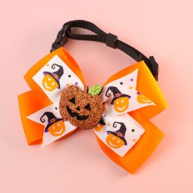 Pet Cat Small Dog Pumpkin Bow Tie Big Bell Decorations (Option: Orange-XS15to22cm)