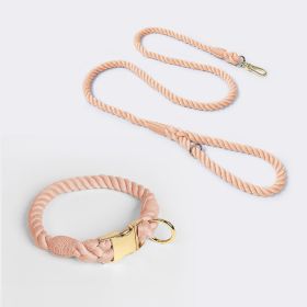 Weaving Gradient Colored Cotton Rope Pet Collar (Option: Skin Pink-L)